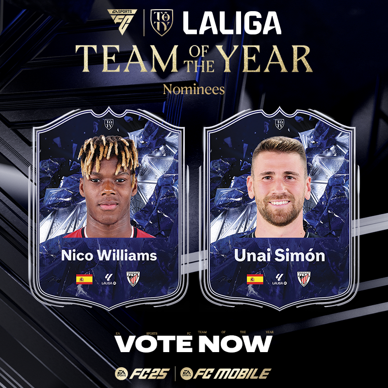 ❤️🤍 <a href="/Athletic_en/">Athletic Club</a>
💛💛 <a href="/VillarrealCFen/">Villarreal CF English</a> 
❤️🤍 <a href="/GironaFC_Engl/">Girona FC</a>
🤍💙 <a href="/RealSociedadEN/">Real Sociedad 🇺🇸 🇬🇧</a>

These four #LALIGAEASPORTS teams have players nominated for #TOTY! 

📲 Vote for your favourite!

bit.ly/4h19i9O

<a href="/EASPORTSFC/">EA SPORTS FC</a> | #FC25