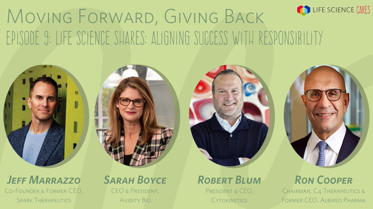 Life Science Cares Boston (@ls_cares) on Twitter photo As the industry prepares for #JPM2025, we’re calling on leaders to consider how they might share the wealth as deals get done. Hear more about pledging to give back from Jeff Marrazzo, Sarah Boyce, Ron Cooper & Robert Blum at lifesciencecares.org/podcast/.
<a href="/aviditybio/">Avidity Biosciences, Inc.</a> <a href="/Cytokinetics/">Cytokinetics</a> As the industry prepares for #JPM2025, we’re calling on leaders to consider how they might share the wealth as deals get done. Hear more about pledging to give back from Jeff Marrazzo, Sarah Boyce, Ron Cooper & Robert Blum at lifesciencecares.org/podcast/.
<a href="/aviditybio/">Avidity Biosciences, Inc.</a> <a href="/Cytokinetics/">Cytokinetics</a>