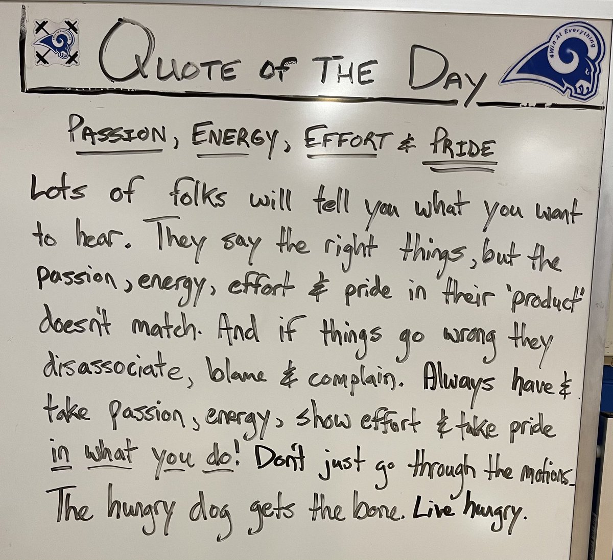 Mick Cronin said it best. In order to continue to grow you MUST show true passion, energy, pride and effort. Anyone can talk about it - but you have to live it. You can’t fake it. The very best find a way to bring it each and every day. It’s the hungry dog that gets the bone!