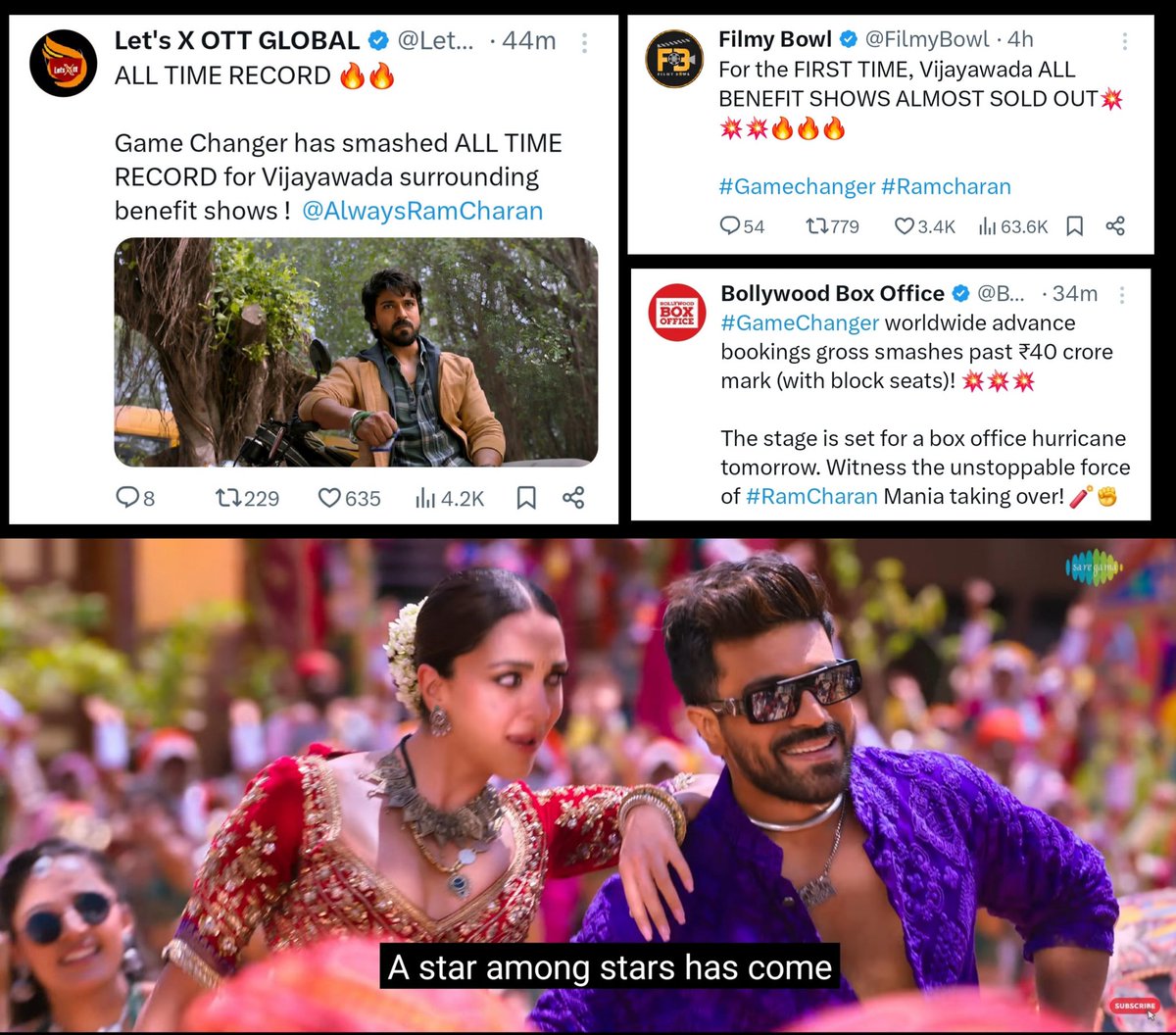 MassCharanFC's tweet photo. No words 🙏
Mr. BOX OFFICE @AlwaysRamCharan on Duty 💥🧎

#GameChanger https://t.co/oyaBmnr9Mc