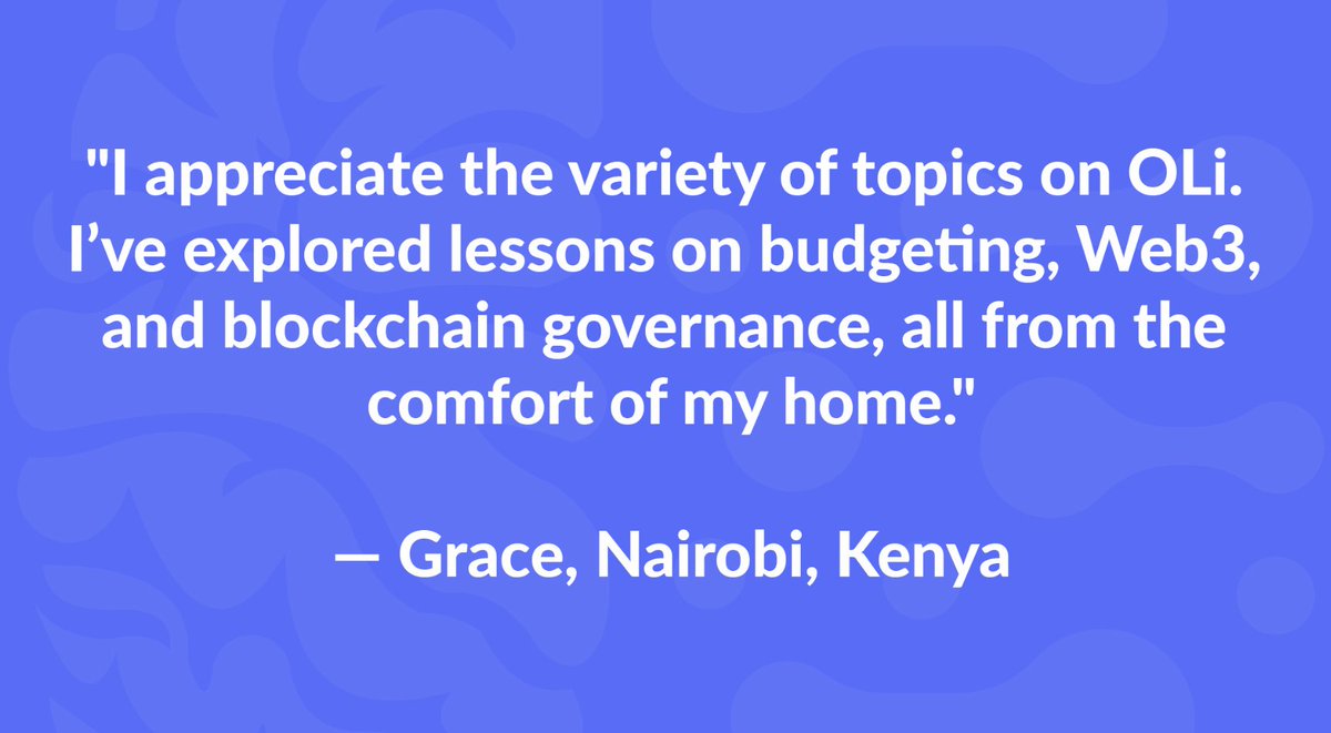 Learning doesn’t have to feel like a chore! 

Grace from <a href="/OliKenya254/">OLI KENYA</a> loves how OLi combines finance, Web3, and blockchain lessons into one seamless experience.