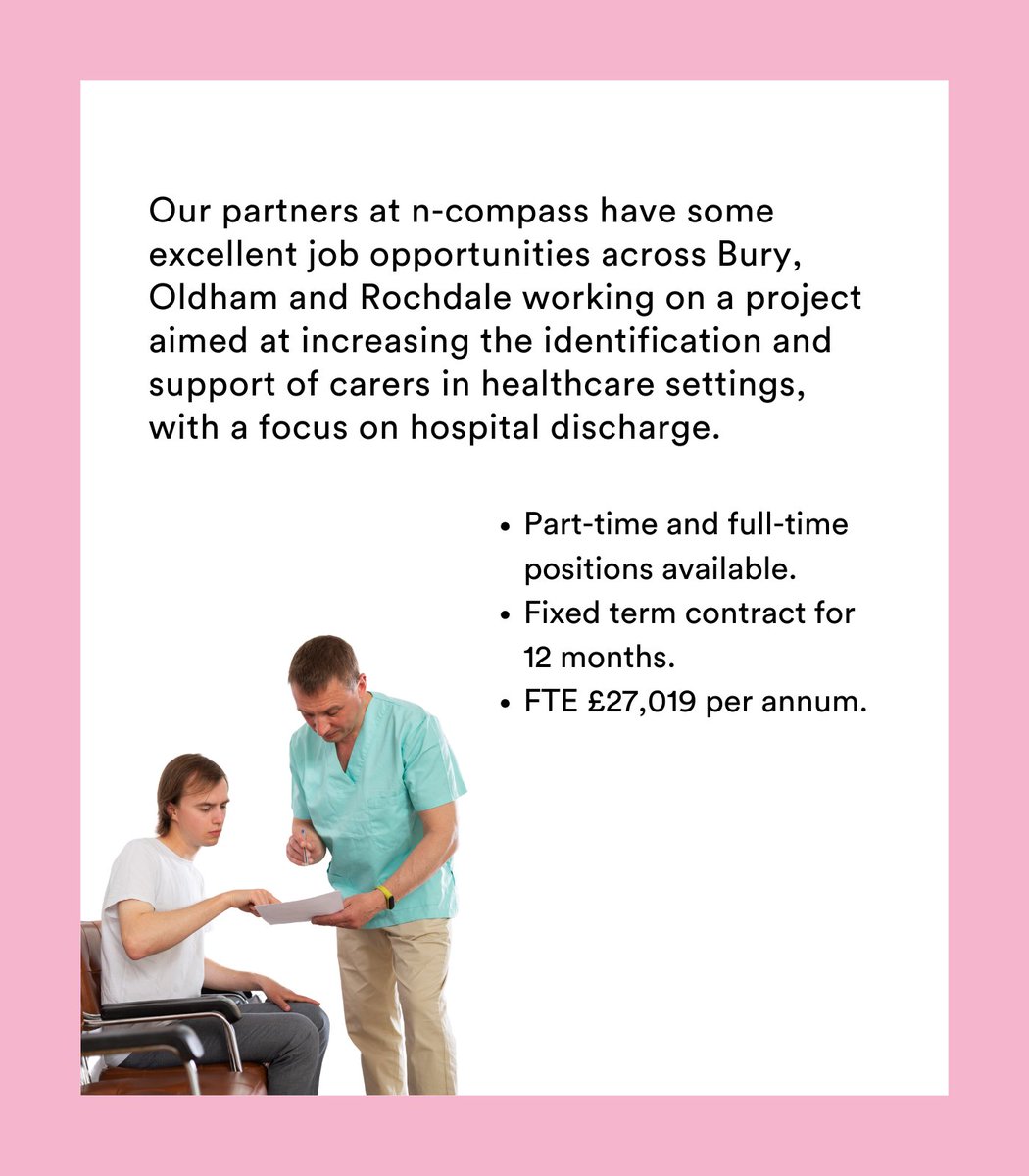 Our partners @_ncompass  have some excellent job opportunities across Bury, Oldham and Rochdale.

Learn more and apply: ncompass.livevacancies.co.uk/#/job/details/…

#jobopportunity #hiring