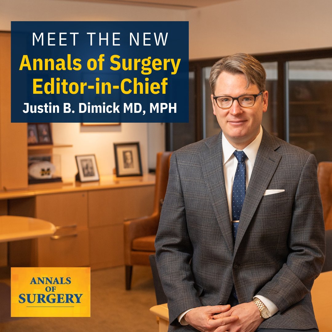 “I consider it an immense honor and great opportunity to lead this journal as we enter a new chapter in advancing surgical science and practice.” - Dr. Dimick, on his new role as Editor-in-Chief for Annals of Surgery. Congratulations!