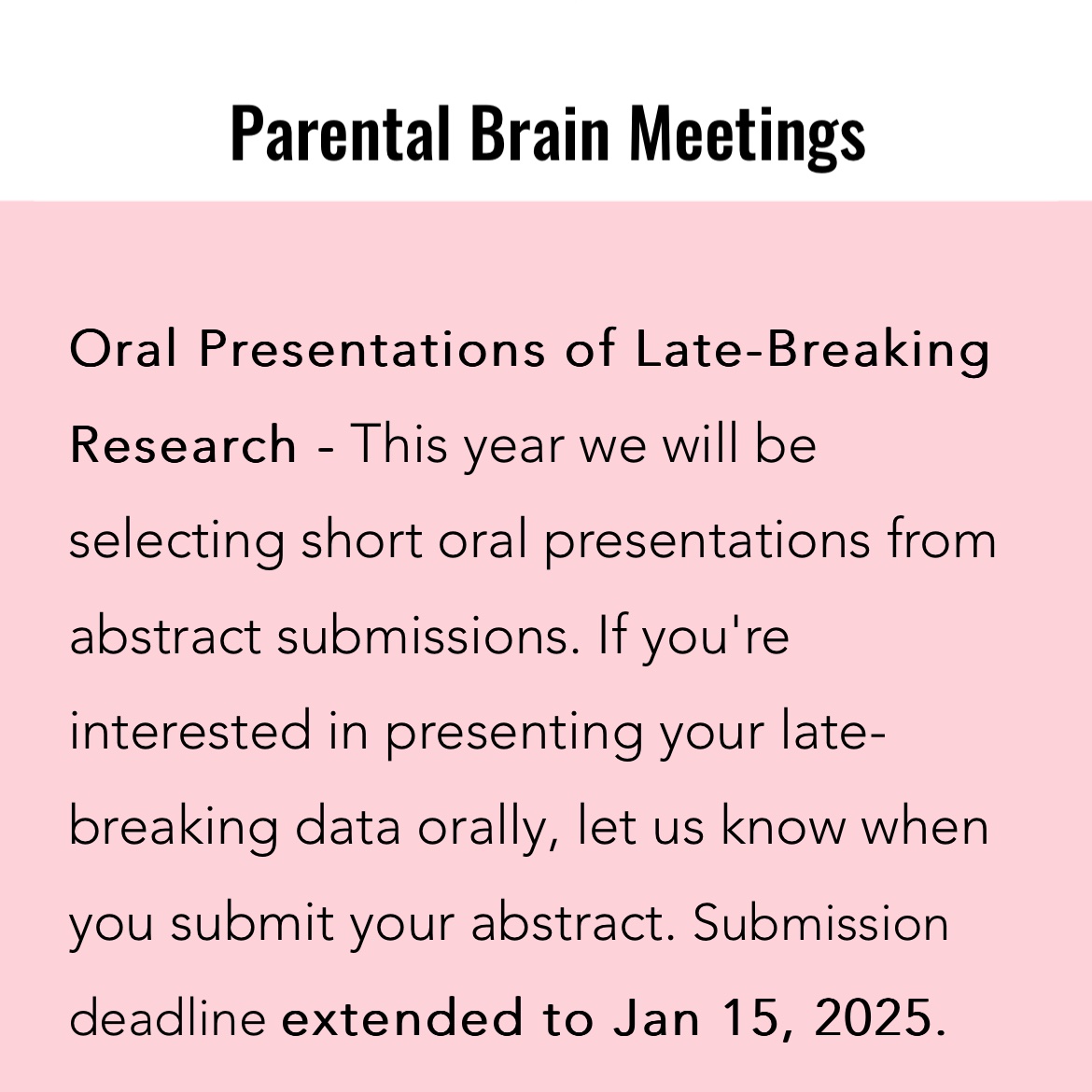 There is still time to submit your abstract to be a speaker <a href="/Parental_Brain/">Parental Brain Meetings</a> 2025 ! 🤩

For more see parentalbrainmeetings.com/registrationan…

See you in Barcelona! ☀️🧠🤰🏽🧑‍🧒‍🧒

<a href="/BeMotherProject/">BeMother (BabyBrain)</a> #PB2025 #parenting #parentalbrain