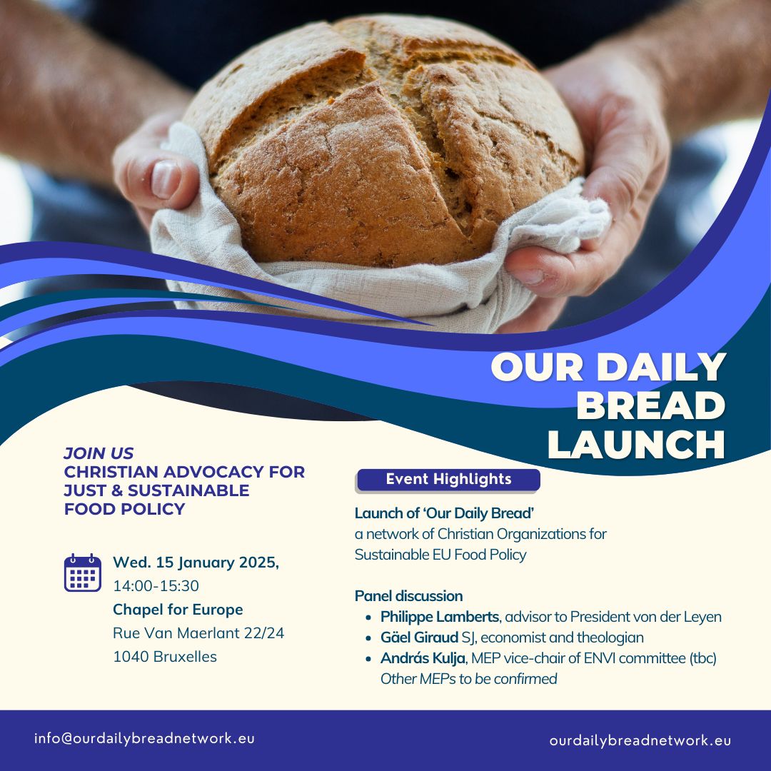 JESC | Jesuit European Social Centre (@europeanjesuit) on Twitter photo 📢 #𝐎𝐮𝐫𝐃𝐚𝐢𝐥𝐲𝐁𝐫𝐞𝐚𝐝 𝐍𝐞𝐭𝐰𝐨𝐫𝐤 𝐋𝐚𝐮𝐧𝐜𝐡: 𝐰𝐡𝐞𝐫𝐞 𝐟𝐚𝐢𝐭𝐡 𝐦𝐞𝐞𝐭𝐬 𝐬𝐮𝐬𝐭𝐚𝐢𝐧𝐚𝐛𝐥𝐞 #𝐅𝐨𝐨𝐝𝐒𝐲𝐬𝐭𝐞𝐦𝐬
🎤<a href="/ph_lamberts/">Philippe Lamberts</a>, <a href="/GalGiraud2/">Gaël Giraud</a> SJ & <a href="/AndrasKulja/">András Kulja MEP</a> MEP!
📍 Chapel for Europe, Brussels and 💻
📅 Jan 15 | ⏰ 14:00
🔗 bit.ly/4h0NrPT 📢 #𝐎𝐮𝐫𝐃𝐚𝐢𝐥𝐲𝐁𝐫𝐞𝐚𝐝 𝐍𝐞𝐭𝐰𝐨𝐫𝐤 𝐋𝐚𝐮𝐧𝐜𝐡: 𝐰𝐡𝐞𝐫𝐞 𝐟𝐚𝐢𝐭𝐡 𝐦𝐞𝐞𝐭𝐬 𝐬𝐮𝐬𝐭𝐚𝐢𝐧𝐚𝐛𝐥𝐞 #𝐅𝐨𝐨𝐝𝐒𝐲𝐬𝐭𝐞𝐦𝐬
🎤<a href="/ph_lamberts/">Philippe Lamberts</a>, <a href="/GalGiraud2/">Gaël Giraud</a> SJ & <a href="/AndrasKulja/">András Kulja MEP</a> MEP!
📍 Chapel for Europe, Brussels and 💻
📅 Jan 15 | ⏰ 14:00
🔗 bit.ly/4h0NrPT