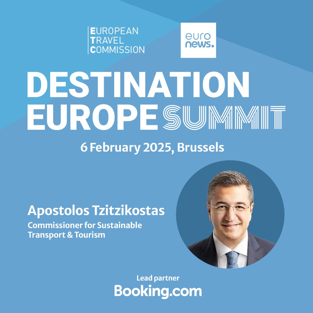 ETC_Corporate's tweet photo. 📢 #DestinationEuropeSummit 2025: Meet our keynote speaker!

We’re thrilled to announce that @tzitzikostas, 🇪🇺 Commissioner for Sustainable Transport &amp; Tourism, will take the stage at our event on 6 February in Brussels.

Hurry up to secure your seat ▶️ https://t.co/iGnE5zjqM0 https://t.co/uaNdT4KbAs