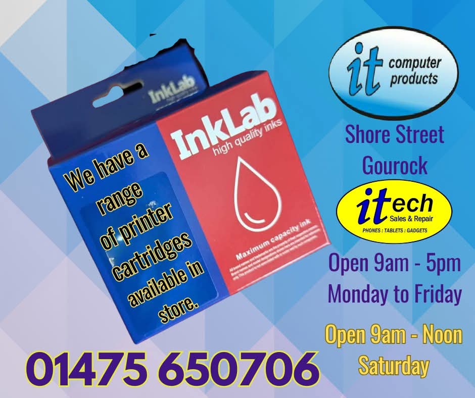 IT Computer Products (@itcomputerpro) on Twitter photo Ask about our range and availability of printer cartridges for domestic and business use.
<a href="/ITComputerPro/">IT Computer Products</a> - <a href="/itechInverclyde/">itech Inverclyde</a> Shore Street Gourock shops.
#supplies #Gourock #Inverclyde #ScotlandLovesLocal #ChooseLocal Ask about our range and availability of printer cartridges for domestic and business use.
<a href="/ITComputerPro/">IT Computer Products</a> - <a href="/itechInverclyde/">itech Inverclyde</a> Shore Street Gourock shops.
#supplies #Gourock #Inverclyde #ScotlandLovesLocal #ChooseLocal