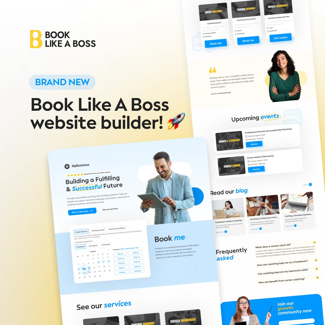 🚀 Big News! After 8 years of building the ultimate booking platform, we're launching Websites by BLAB! 🎉

Looking to create or redo your site? Lock in special launch savings &amp; win amazing prizes! 💻✨

Sign up now 👉 websiteslikeaboss.com