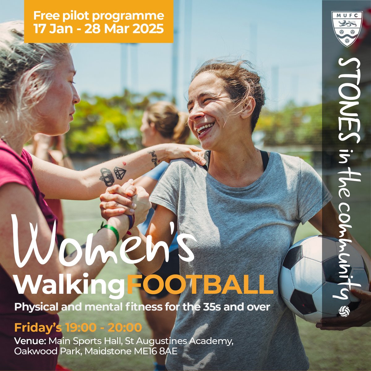 STONES in the community (@stonestrust) on Twitter photo Get into Women's Walking Football - about time we hear you cry - opportunities to try walking footie.
Interested? Come along its FREE Fridays St Augustines Academy, ME16 8AE. Book on the stonesinthecommunity website. <a href="/maidstoneunited/">Maidstone United</a> #stonesinthecommunity #womenswalkingfootball Get into Women's Walking Football - about time we hear you cry - opportunities to try walking footie.
Interested? Come along its FREE Fridays St Augustines Academy, ME16 8AE. Book on the stonesinthecommunity website. <a href="/maidstoneunited/">Maidstone United</a> #stonesinthecommunity #womenswalkingfootball