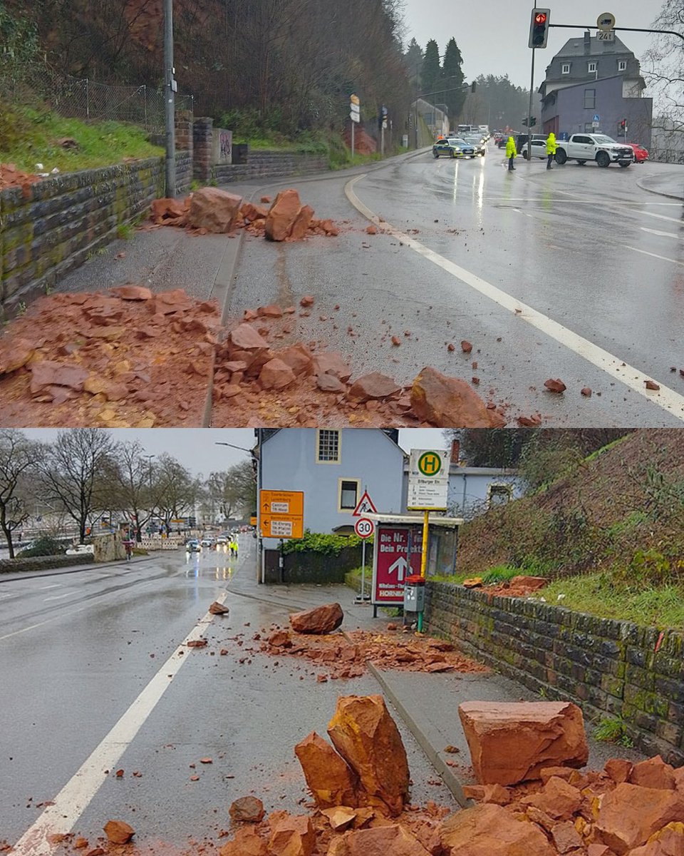 🔴Vollsperrung nach Erdrutsch! 🚧

Die B51 zwischen Kaiser-Wilhelm-Brücke und Bonner Str. ist aufgrund des Erdrutsches und Hangarbeiten voll gesperrt. 
Ein Geologe befindet sich zur weiteren Abklärung vor Ort. 

🚫 Keine Durchfahrt nach Pallien möglich! 
✅ Bitburger und