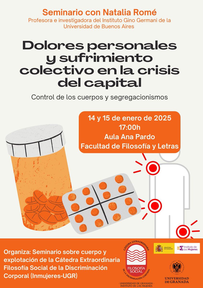 La semana que viene recibimos en Granada a la investigadora argentina Natalia Romé, cuyo trabajo en los campos del marxismo y de la teoría social es excelente. Hablará sobre dolor y sufrimiento colectivo en la crisis del capital. A las 17:00h en FyL. Os esperamos 🧡🧡