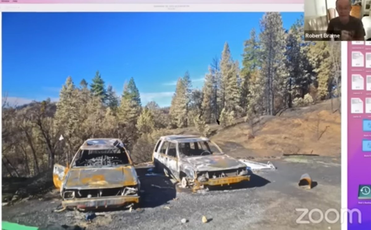 <a href="/AllBiteNoBark88/">The White Rabbit Podcast 🐇</a> Not a firefighter, am a fire physics person to point out forensics if taken would show multiple ignition points of large flareups not a typical ignition &amp; soread wind-driven scenario

This fire is arson, the proof is buried near car that shade the EWs used

Easy to prove in