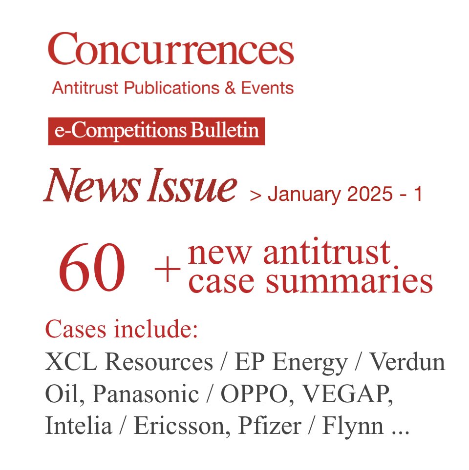 CompetitionLaws's tweet image. The #eCompetitions News Issue January 2025-I is now online: lnkd.in/dU8M-_BT.

Contributors include: Jean-Francois Bellis, Valérie Lefever, Kris Van Hove, Koen T’Syen @VanBaelBellis ; Anne Marie Verschuur, Bertrand ter Woort, Bart de Rijke @DeBrauw; Stephen Wisking, Joe…