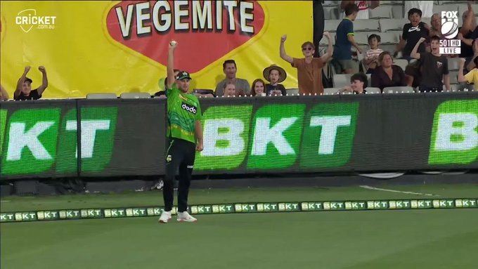 Big Beau!  Webster holds the catch and the MCG crowd is up and about 📹 Credits: Twitter/BBL