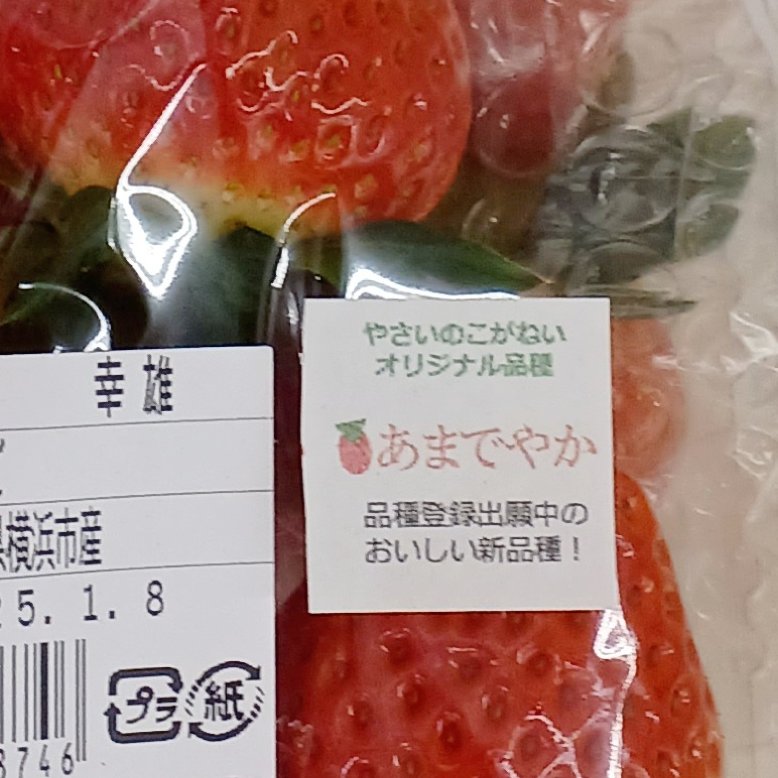 品種登録出願中の新苺・あまでやか＞ 今日、都筑区の直売所で新種の苺