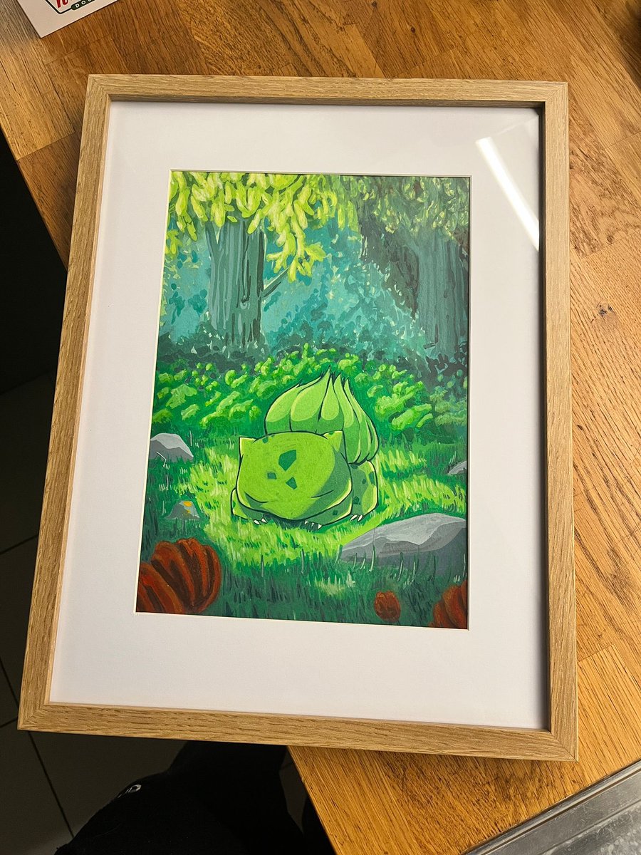 Demonthya's tweet photo. I’ve made this gouache painting for my niece’s Christmas
I want to do the other 2 starters now 🤭
I grew in the 90s so Pokémon 1st gen is important to me 

@CansonPaper

#pokemon #gouache #gouachepainting #pokemonart #fanart #bulbasaur #bulbizarre https://t.co/Y8dnUuR6b8
