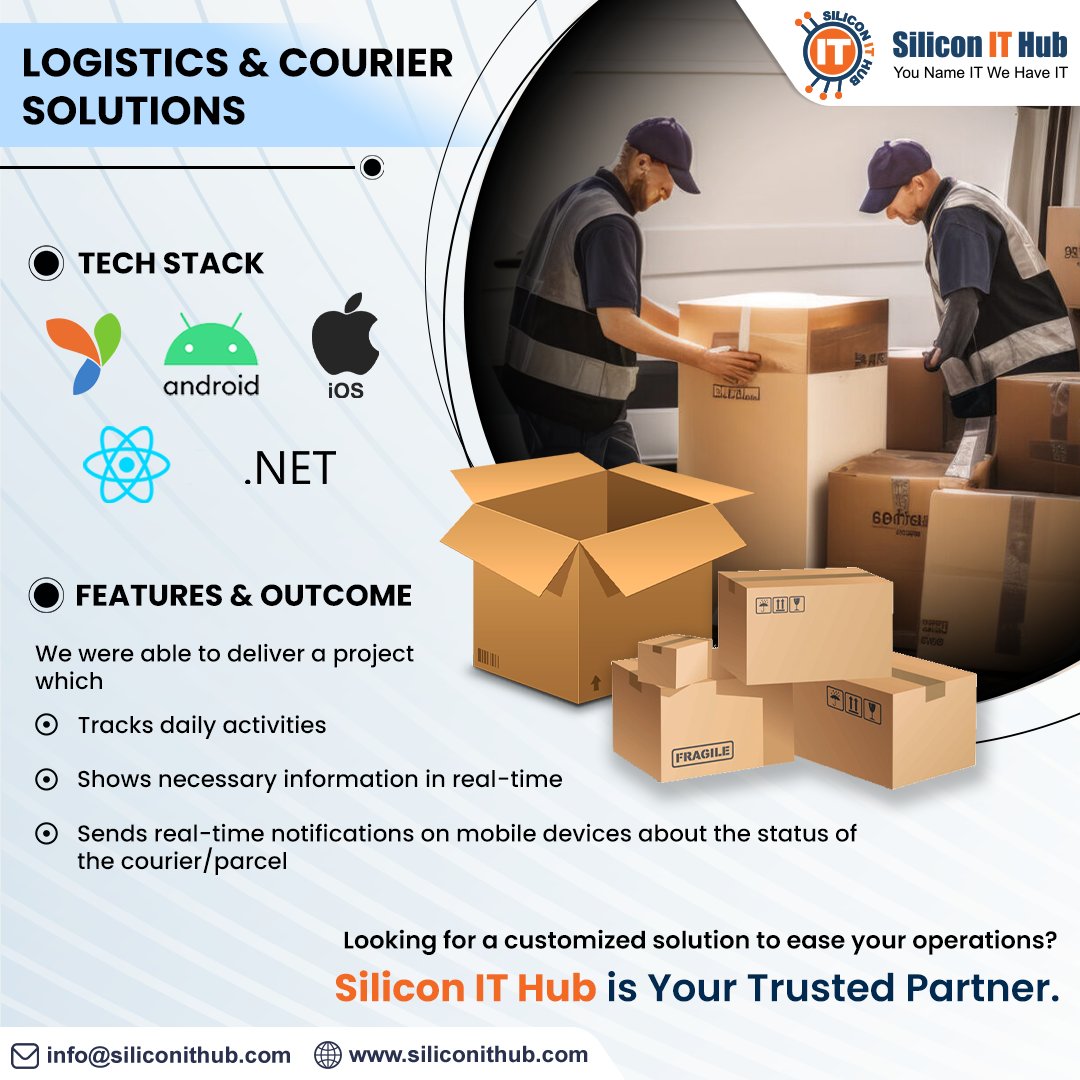 SiliconITHub's tweet image. 👩‍💻A top courier and logistics provider approached us to automate and replace manual processes.🚚📦 Our experts delivered an advanced, feature-rich logistics software to meet their needs effectively.💻📊
#CourierServices #TechInLogistics #BusinessAutomation #LogisticsSoftware
