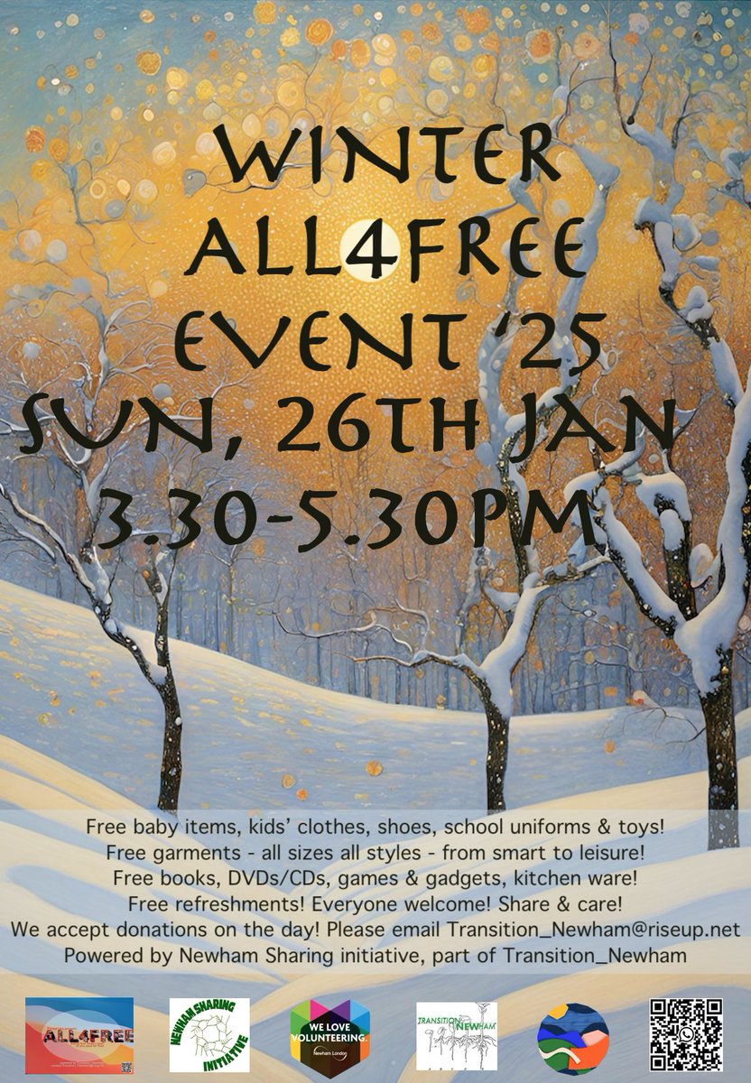 #free essential goods for families in need! #Winter #All4Free event 2025! Sun 26th Jan, 3.30-5.30pm
<a href="/NewhamSocialist/">Newham Socialist Labour</a>
<a href="/alternativesTEL/">Alternatives Trust East London</a>
<a href="/E11Info/">TransitionE11</a>
<a href="/loves_local/">Leytonstone Loves Local</a>
<a href="/HeritageFundUK/">The National Lottery Heritage Fund</a>
<a href="/HeritageFundL_S/">The National Lottery Heritage Fund London & South</a>
<a href="/Newham_AR/">Newham Anti-Raids</a>
<a href="/NewhamPV/">Newham Patient View</a>
<a href="/gaptoothmusic/">Gaptooth</a>
<a href="/NewhamSFund/">Newham Solidarity Fund</a>
<a href="/Autismmother1/">Zahra A.Kheyre FRSA BA (Hons)Psych& Criminology</a>
<a href="/TUSCNewham/">Newham TUSC</a>
<a href="/XR_Newham/">Extinction Rebellion Newham</a>