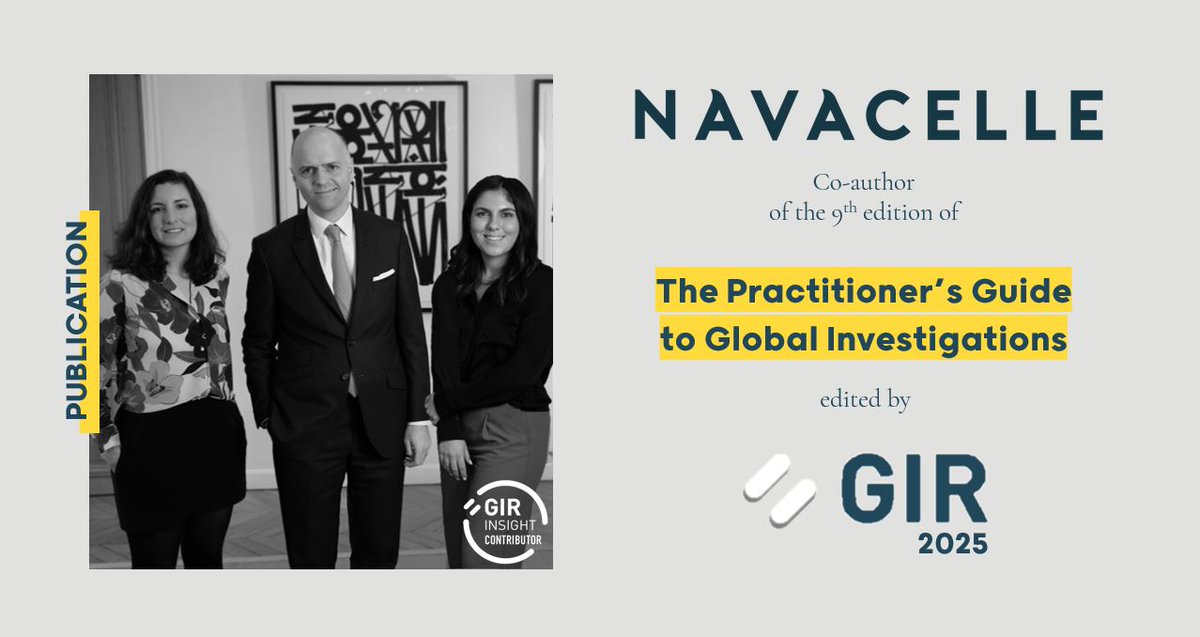 NavacelleLegal's tweet photo. 📷 𝐆𝐮𝐢𝐝𝐞 𝐝𝐮 𝐩𝐫𝐚𝐭𝐢𝐜𝐢𝐞𝐧 𝐝𝐞𝐬 𝐞𝐧𝐪𝐮𝐞̂𝐭𝐞𝐬 𝐢𝐧𝐭𝐞𝐫𝐧𝐚𝐭𝐢𝐨𝐧𝐚𝐥𝐞𝐬 – 𝐆𝐈𝐑

L’édition 2025 du guide des praticiens des enquêtes internationales publié par Global Investigations Review est désormais disponible.

👉Lire le guide : https://t.co/q40YialOSB https://t.co/Tk3TdFqaLk