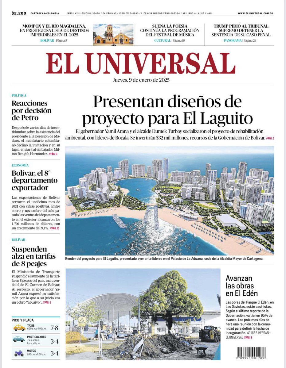 El Laguito y El Edén, dos obras que transformarán espacios históricos para beneficio de miles de cartageneros. 

Soluciones urbanísticas pensadas como puntos de encuentro y de atracción turística. ¡Seguimos!

#SomosNoticia
<a href="/ElUniversalCtg/">El Universal</a>