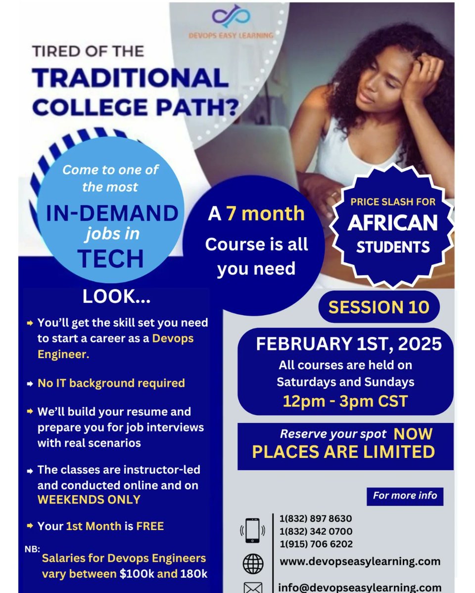 devopseasylearn's tweet image. Our new session begins in February. Comments your interests and have us reach out to you on steps to take.
#session10
#clouddevops
#devopseasylearning