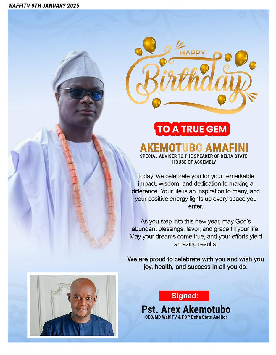 happy Birthday, Akemotubo Amafini

From all of us at <a href="/waffitv/">waffitv</a> , we celebrate you today! May your year be filled with joy, blessings, and success. Keep shining and inspiring!

#HBD #waffitvcelebrates #lockdown #LosAngeles #StellaNwadigo #Tinubu #WhatsApp  #JamesWoods