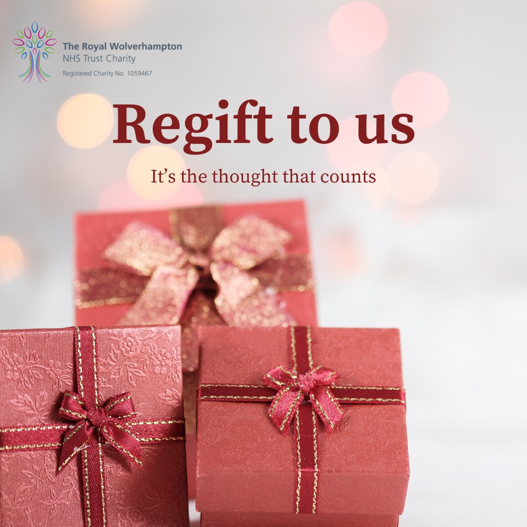 The Royal Wolverhampton NHS Trust Charity (@therwtcharity) on Twitter photo Got a Christmas gift you can't return or a gift set you don't need? π Don't let them sit unused! Regift to us and help make a difference beyond what the NHS offers. Call 01902 694473 to donate! Got a Christmas gift you can't return or a gift set you don't need? π Don't let them sit unused! Regift to us and help make a difference beyond what the NHS offers. Call 01902 694473 to donate!