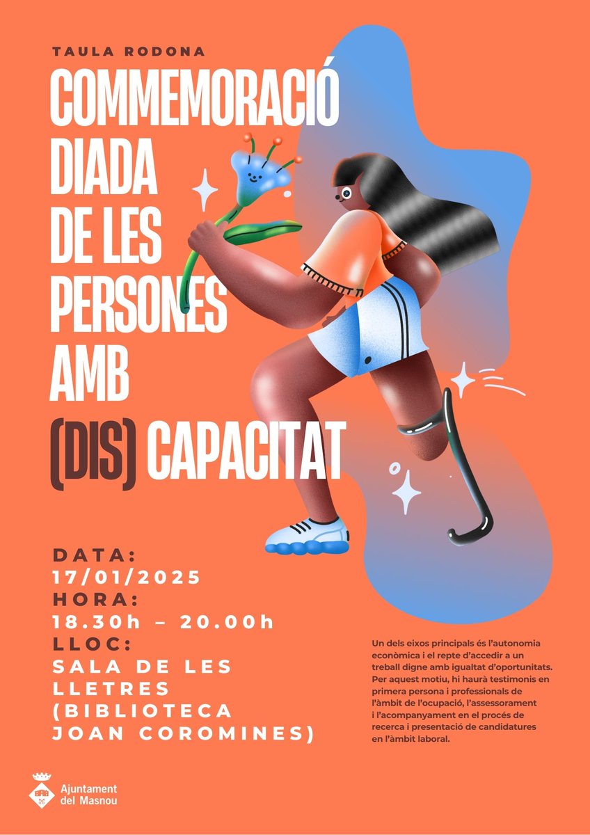 📢 Taula rodona: discapacitat, ocupació i treball

En el marc de la Diada de les Persones amb (Dis)capacitat, debat sobre autonomia personal i accés a un treball digne.

🗓 17 de gener
🕕 18:30 h
📍 Sala de les Lletres -Biblio. Joan Coromines #ElMasnou

ℹ️ ow.ly/4LQu50UCmxX