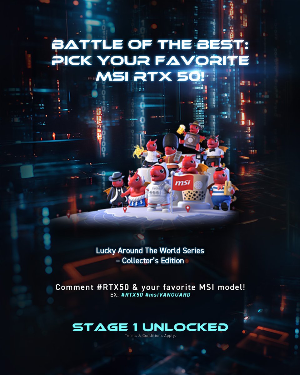 MSInordic's tweet image. 🐲 GIVEAWAY ALERT 🐲

How to Join:
- Pick your favorite MSI RTX 50 graphics card and share it in the comments with #RTX50. For example: #RTX50 #msiSUPRIM
- Retweet this post for an extra chance to win! 

Learn more: msi.gm/RTX50 

#MSIxFutureAI #BattleoftheBest