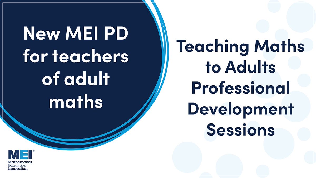 Empower your teaching with these sessions designed specifically to support teaching maths to adult learners.

Choose the sessions that interest you most without needing to commit to the entire series!

Check out this new pd now
👉 ow.ly/2ka050UyEUW
#adultmaths