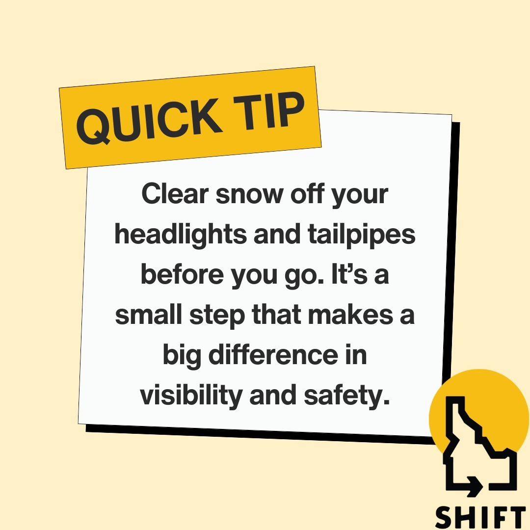 Clear snow off your headlights and tailpipes before you go. It’s a small step that makes a big difference in visibility and safety. #WinterDriving #StayVisible