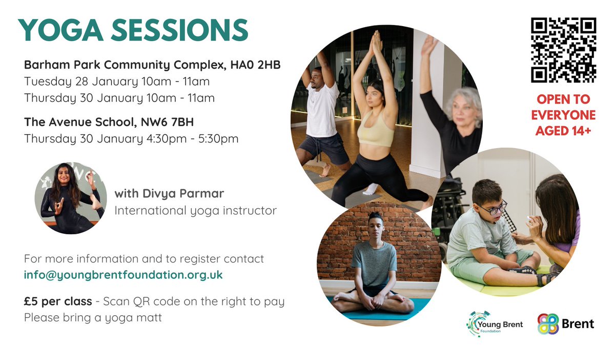 Ready to unwind, recharge, and find your center?

Join us for a yoga session with international yoga instructor Divya Parmar— all levels welcome! 🧘‍♀️🧘‍♂️

⭐️Sessions available to all aged 14+
⭐️£5 per session

Limited places available, reserve yours today!
➡️bit.ly/3DQYyg3