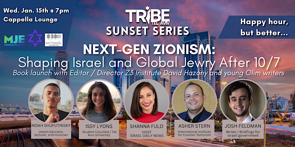 HEY TEL AVIV! Next Wednesday evening join me and <a href="/ShannaFuld/">Shanna Fuld</a>  as we welcome <a href="/yzvoices/">Young Zionist Voices</a> contributors <a href="/WestsideGravy/">Westside Gravy</a> Issy Lyons, Asher Stern and new Oleh <a href="/joshrfeldman/">Josh Feldman ג'וש פלדמן</a> for a great conversation and company. Presented by <a href="/TribeTelAviv/">Tribe Tel Aviv</a> and <a href="/z3_project/">Z3_Project</a>. Copies of Young Zionist Voices
