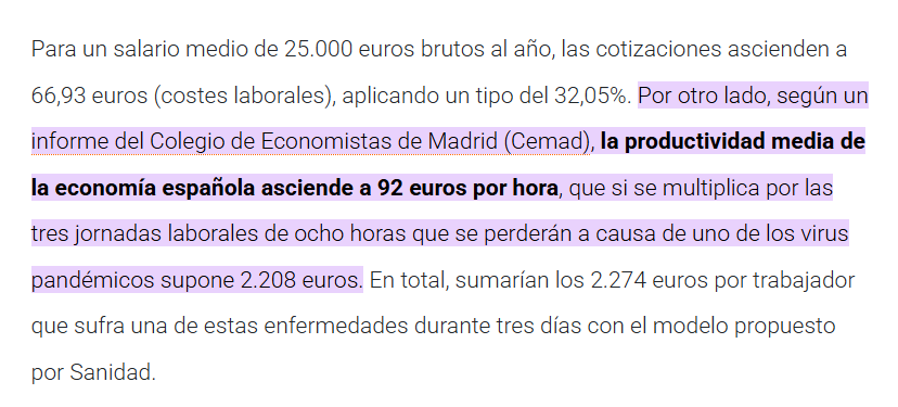 SHkBk_GRX's tweet photo. ElEconomista, queriendo defender a los empresarios, expuso que la productividad media de un trabajador en España era de 92€/h para que viéramos el coste de una baja. Cuando el salario mediano está sobre los 16€/h.

El dinero te lo roba el empresario, no los impuestos. https://t.co/iWsZQDZUTA