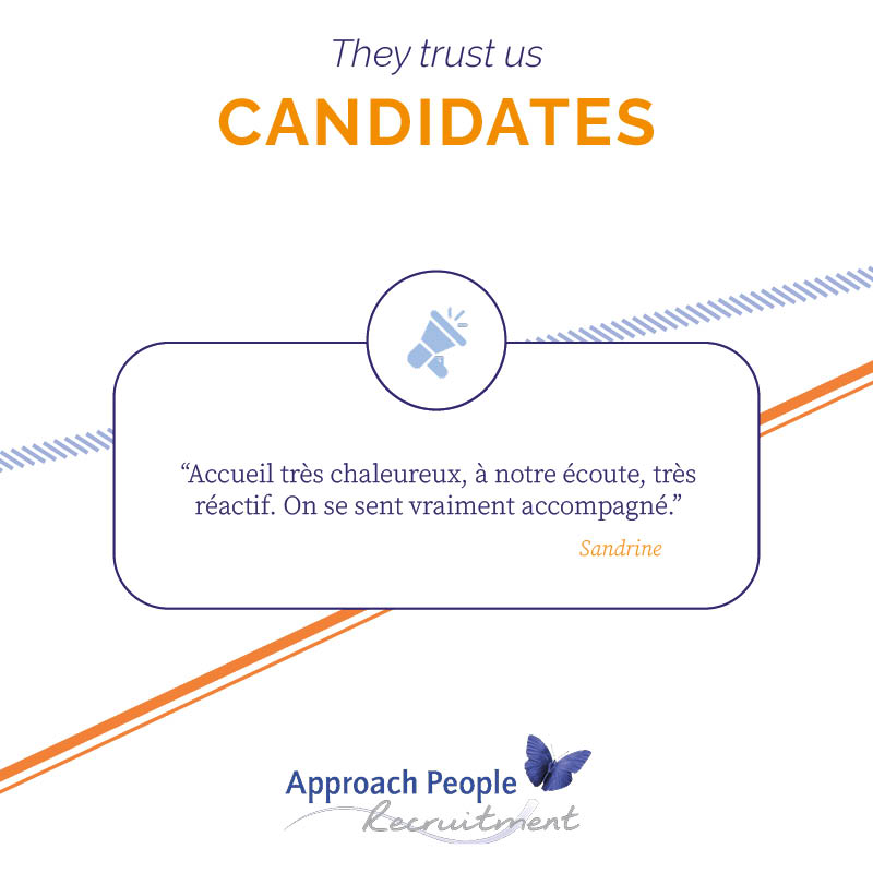 Nos candidats parlent de nous 📣 Chez Approach People, nous sommes fiers de participer à l’évolution professionnelle des candidats, comme pour Sandrine, qui témoigne de son accompagnement par notre agence de #recrutement ! 🙌