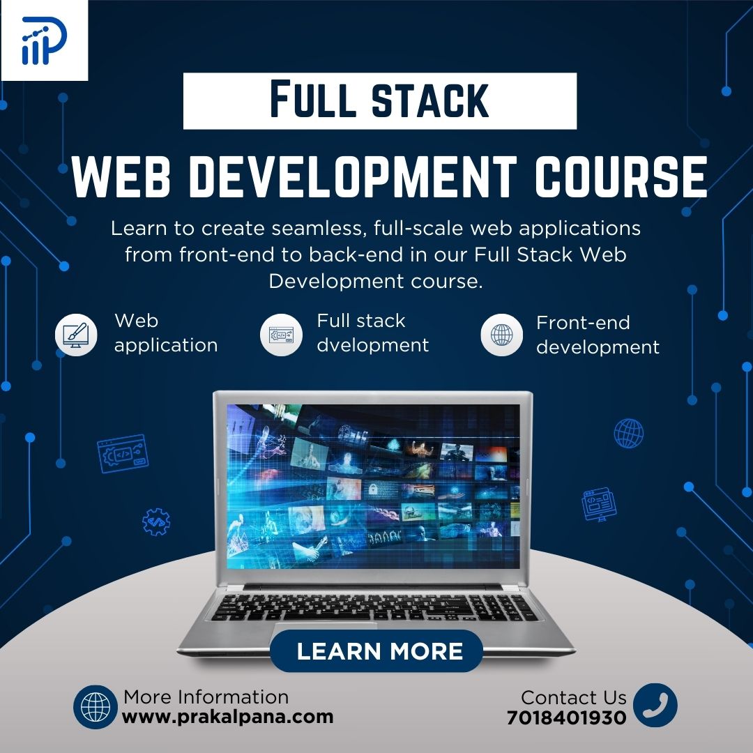 Learn the art of web development with our Full Stack Web Development course! Build dynamic websites from front-end to back-end. Contact us at 7018401930. #WebDevelopment #FullStackDeveloper #LearnCoding #TechSkills