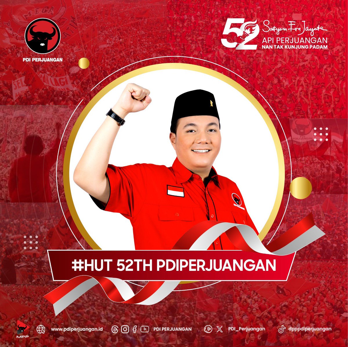 MHerviano's tweet photo. Dirgahayu ke-52 tahun PDI Perjuangan. Satyam Eva Jayate “Api Perjuangan Nan Tak Kunjung Padam”. Semoga tetap menjadi Partai yang setia kepada rakyat sebagaimana ajaran Bung Karno.

Merdeka!

#HUT52PDIPerjuangan
#BantengMudaIndonesia
#MudaBerjuang
#GenerasiGotongRoyong https://t.co/J6hXvn4CO7