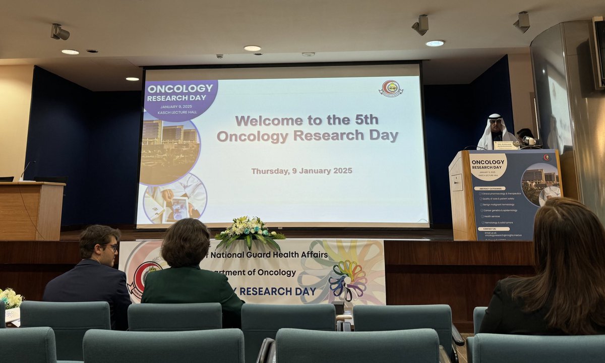 Research_Easy's tweet photo. An inspiring day at the 5th Oncology Research Day! 
It was an honor to hear from the CEO of NCCN Dr. Crystal Denlinger on the impact of MENA-NCCN & MNGHA collaboration. 

Thank you to Dr. Kanan Alshammari and the entire team for putting together such a fantastic event and making me part of it. 
H.E. Dr. Alkanawy shared inspiring remarks that highlighted the significance of the event and its objectives. 

@DrCrystalD @Dr_Kanaan07 @NGHAnews @NCCN