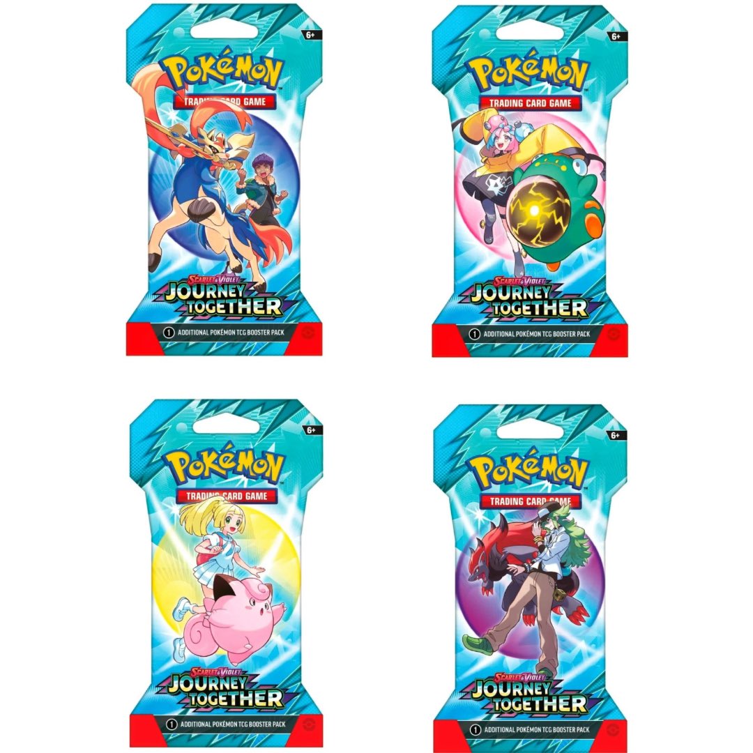 First look at Journey Together Booster Pack Artwork featuring Hop, Iono, Lillie and N! #PokemonTCG First look at Journey Together Booster Pack Artwork featuring Hop, Iono, Lillie and N! #PokemonTCG