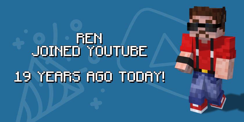 Did you know? <a href="/renthedog/">Rendog</a> created his YouTube account 19 years ago today  (on January 9th, 2006). Happy YouTube-Anniversary, Ren! #hermitcraft  #minecraft