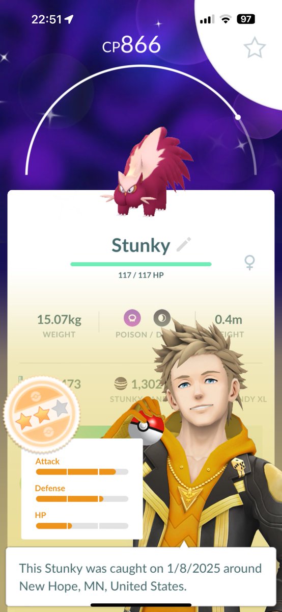 pogo_bLyss93's tweet photo. look at who decided to shine for me? #Stunky #Pokemon #PokemonGo #PokemonGoApp https://t.co/q5RyXn9HvY