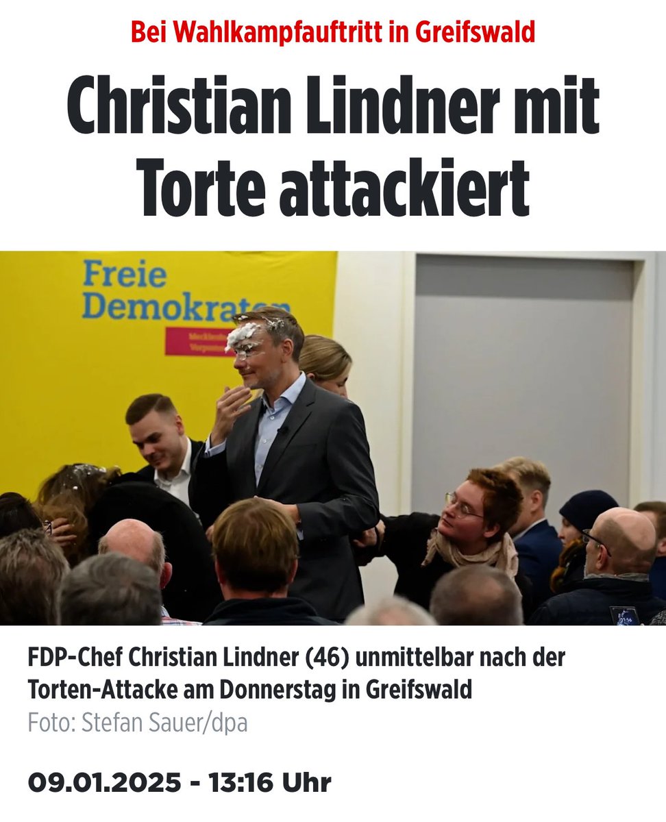 Bastian_Laduga's tweet photo. Erste Sahne! 

#Lindner #Torte (Quelle: @BILD) https://t.co/VwWXTov0Gy