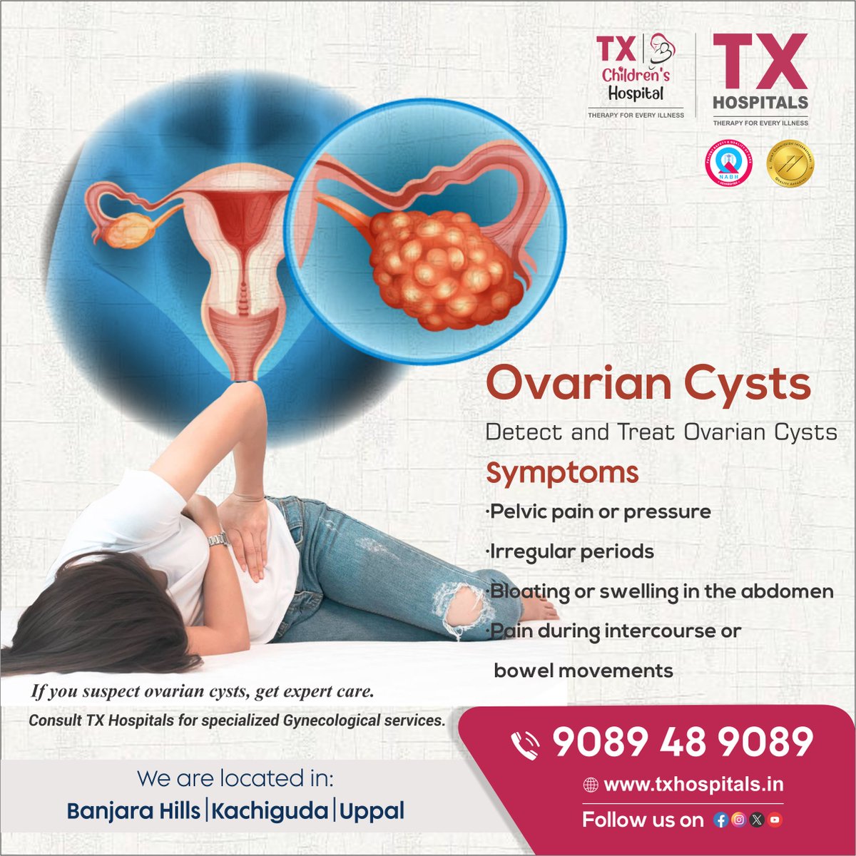 txhospitals's tweet photo. Pelvic pain, bloating, or irregular periods? These could be signs of ovarian cysts! ๐ฉบ
At TX Hospitals, our expert gynecologists are here to provide compassionate care and effective treatments. ๐
๐ Call us at 9089 48 9089
Your health deserves the best! ๐ธ
#TXH #OvarianCysts https://t.co/Dy2kXKCbQP