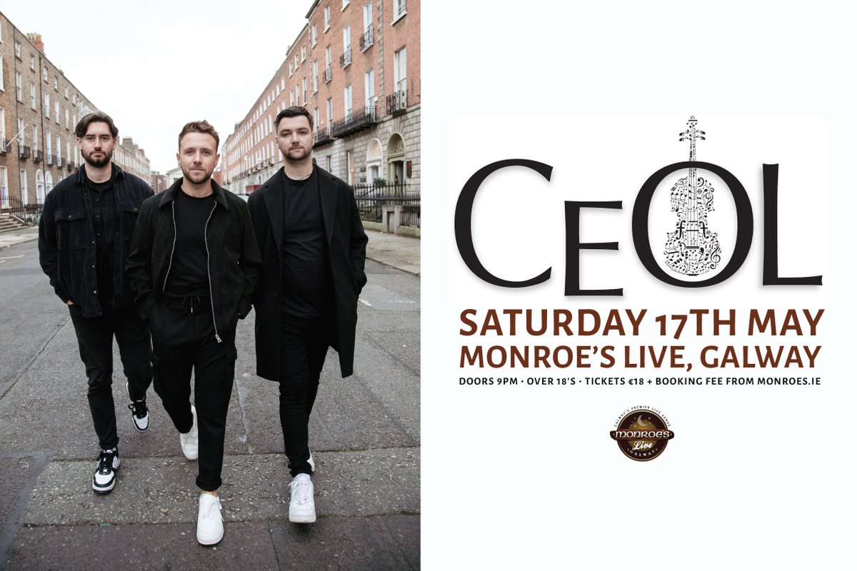 Monroe's Live (@monroeslive) on Twitter photo **๐๐ง๐ง๐จ๐ฎ๐ง๐๐๐ฆ๐๐ง๐ญ**
Delighted to announce that the fantastic CEOL are coming to Monroe's Live in May! Taking inspiration from The Dubliners, The Chieftains, Mumford and Sons, CEOL are bringing folk music to a new generation.
๐๏ธ ๐ bit.ly/CeolMonroes
๐๏ธ Sat 17 May **๐๐ง๐ง๐จ๐ฎ๐ง๐๐๐ฆ๐๐ง๐ญ**
Delighted to announce that the fantastic CEOL are coming to Monroe's Live in May! Taking inspiration from The Dubliners, The Chieftains, Mumford and Sons, CEOL are bringing folk music to a new generation.
๐๏ธ ๐ bit.ly/CeolMonroes
๐๏ธ Sat 17 May