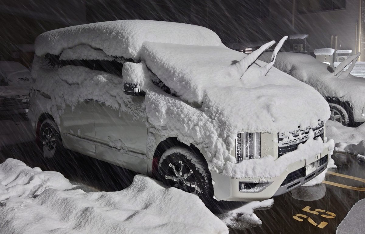 ←出勤前の絶望　退勤前の絶望→

…だけどこんなの序の口だよね、雪国のみんな。

#雪国 #山形県 #鶴岡市 #大雪警報中