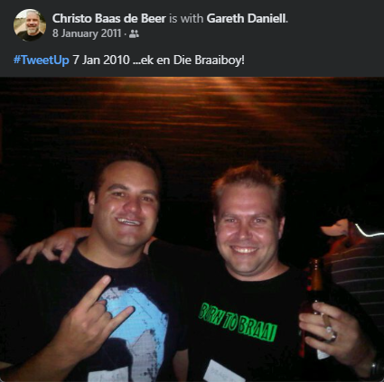 BraaiBoy's tweet photo. Who remembers the #TweetUp vibe from a few years back? 

... I think we should revive them as #FridayXUp ... Who's keen for a bit of Friday debauchery?

#XUp #FuckUp https://t.co/i6dytddYS3
