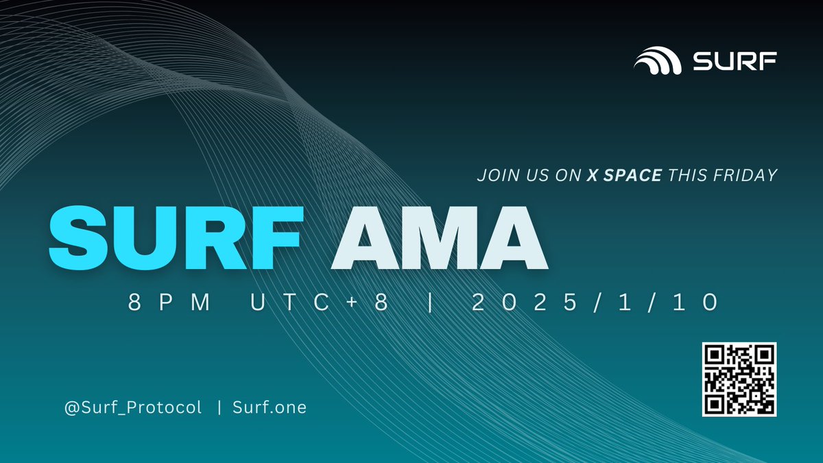 TurboFlow_xyz's tweet image. 🌊 Big Waves Incoming! 🌊
📅 2025/1/10 - 8 PM (UTC+8)
📍 X Space
We are going live to unveil the latest on #SurfProtocol Don’t just ride the wave—be part of it. See you there! 🏄‍
