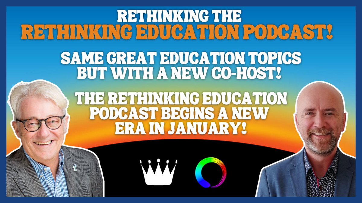 Crown House Publishing (@crownhousepub) on Twitter photo Exciting news!! 🤩
We are proud to announce our sponsorship of the <a href="/Rethinking_Ed/">Rethinking Education</a> podcast. Later this January, @RethinkingJames will be joined by brand new co-host, <a href="/realdcameron/">David Cameron💜</a>.
Keep your eye out on our socials for the first episode of the relaunch➡️rethinking-ed.org/podcast Exciting news!! 🤩
We are proud to announce our sponsorship of the <a href="/Rethinking_Ed/">Rethinking Education</a> podcast. Later this January, @RethinkingJames will be joined by brand new co-host, <a href="/realdcameron/">David Cameron💜</a>.
Keep your eye out on our socials for the first episode of the relaunch➡️rethinking-ed.org/podcast