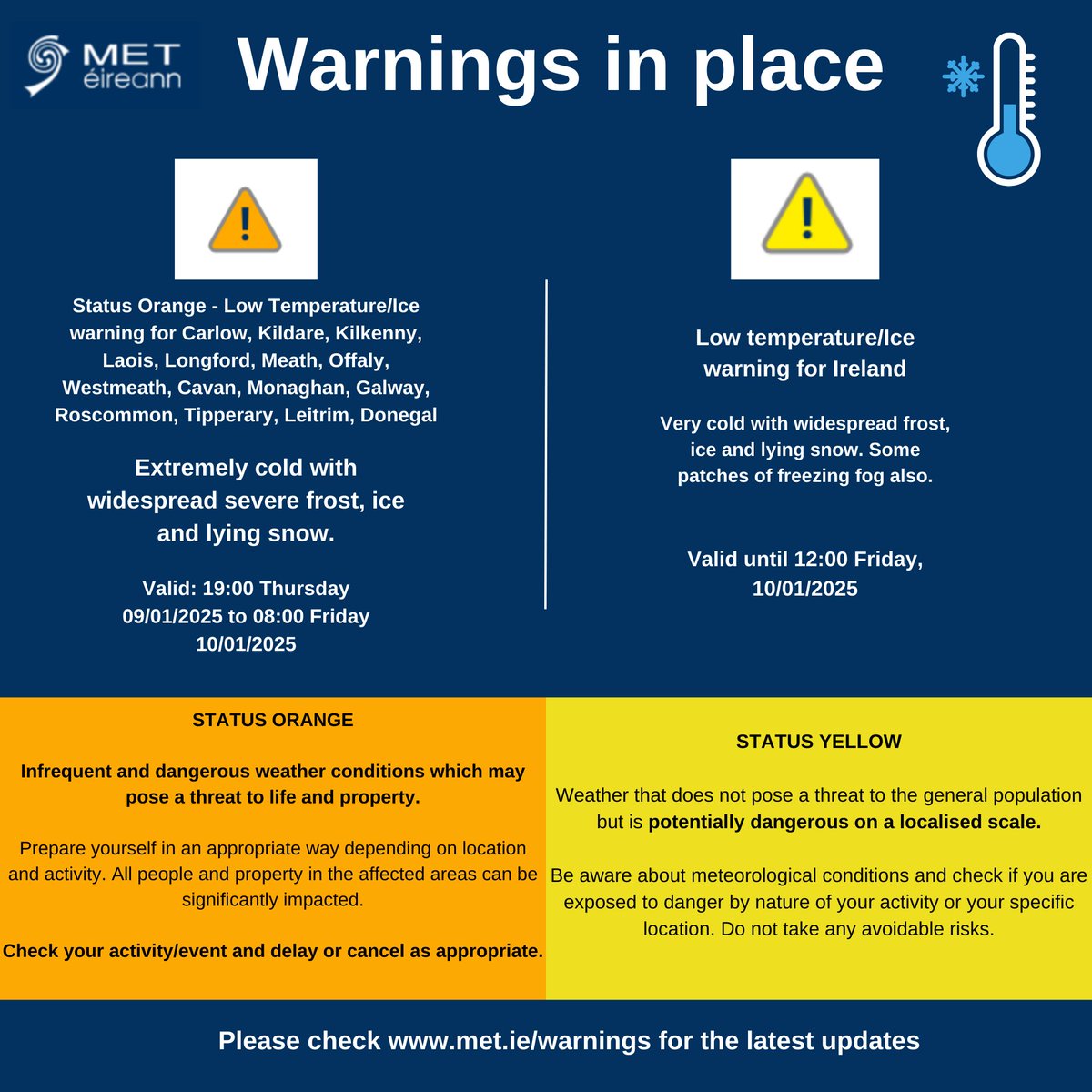 The Warnings have been updated, including new regions: Donegal and Leitrim.

Please keep up to date by observing our website and contacting your local authority advice.

Check out our newest update on the Met Commentary: met.ie/meteorologists…