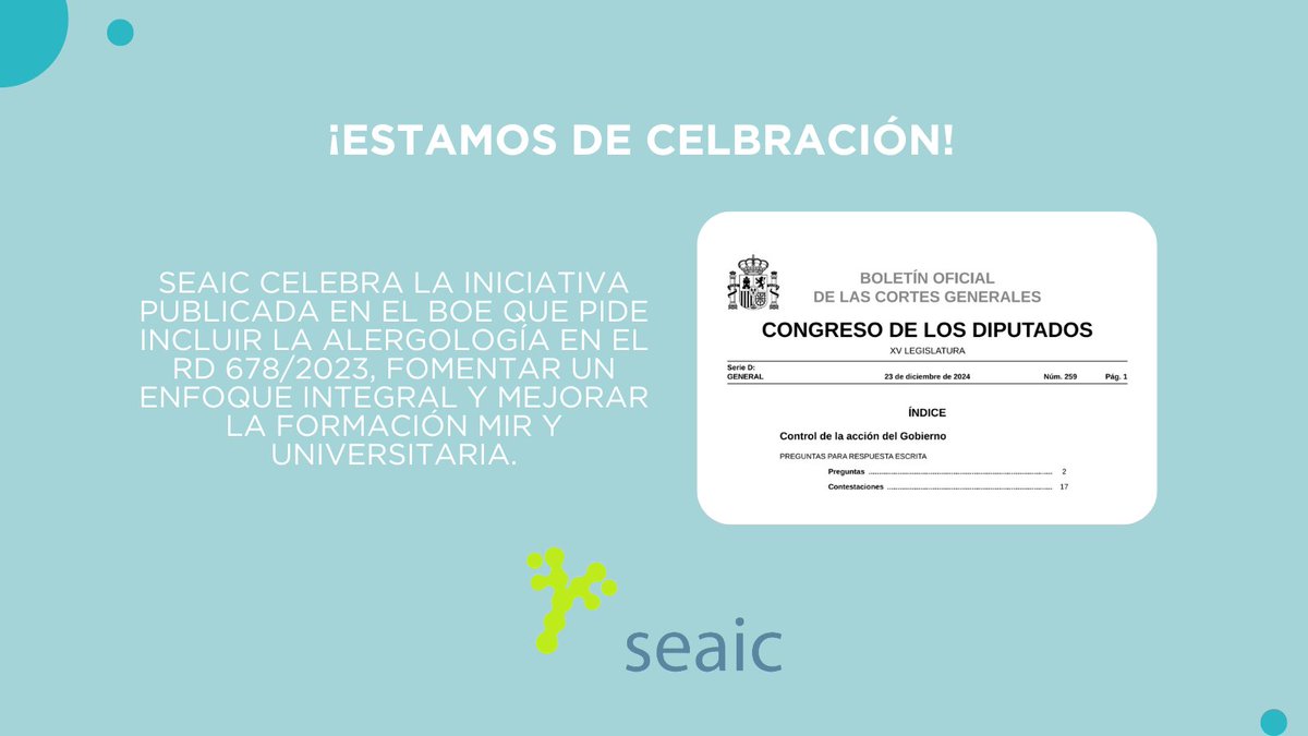 Aplaudimos la iniciativa parlamentaria que solicita al Gobierno medidas para:

1️⃣ Promover un enfoque integral en alergología.
2️⃣ Incluir la especialidad en el RD 678/2023.
3️⃣ Mejorar la formación en alergología en universidades y #MIR.

🔗 pmsl.es/1ho